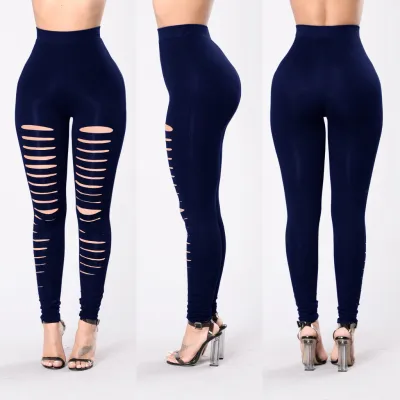 Women Fashion Sexy Solid Color Cut Out Tight Gym Pants