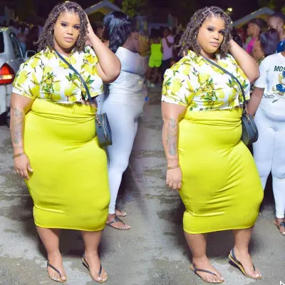 Women Fashion Casual Floral Printing Top Skirt Plus Size Set