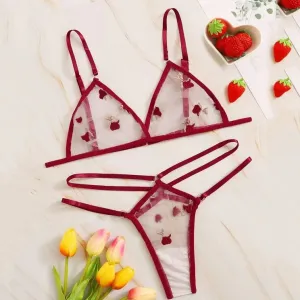 Women Sexy Floral Embroidered Mesh Bra Panty Set