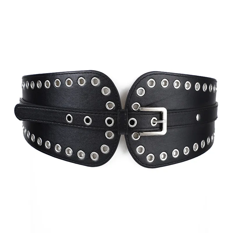 Women Fashion Black Wide Trim Dress Shirt Waist Belt