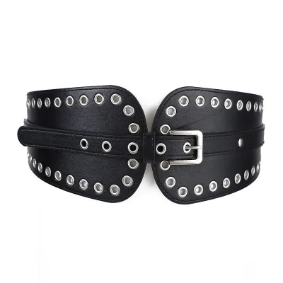 Women Fashion Black Wide Trim Dress Shirt Waist Belt