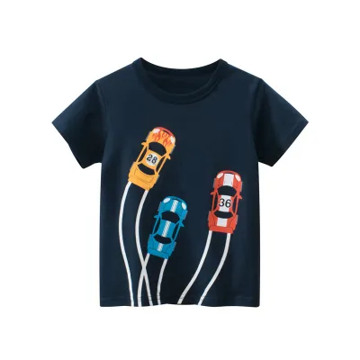 Children Kids Baby Fashion Boys Casual Basic Short Sleeve Cartoon Car Print T-Shirt