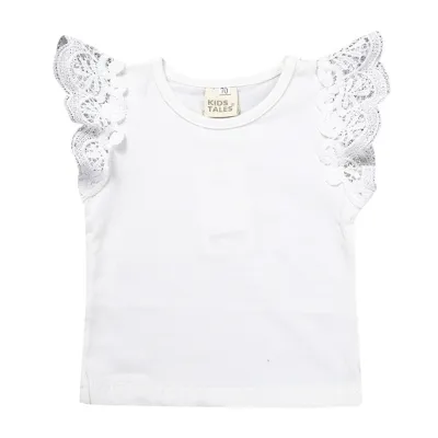 Toddlers Newborn Baby Girls Casual Basic Short Sleeve Lace Solid Color Cotton Pants Set