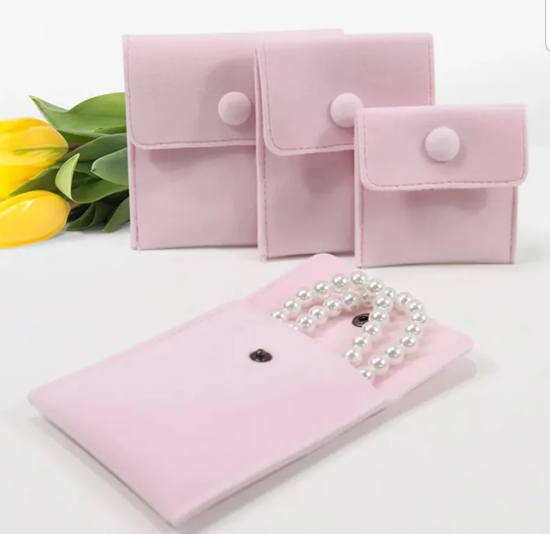 Women Fashion Solid Color Button Cloth Gift Bag for Jewelry Packaging