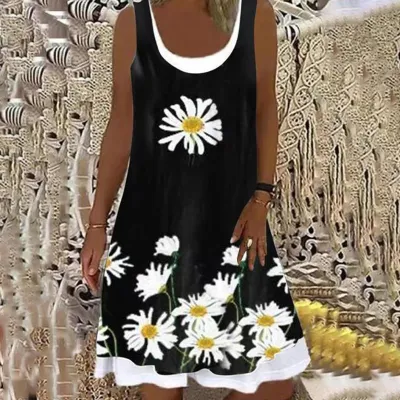 Casual Women Summer Vacation Printed Sleeveless A-Line Dress