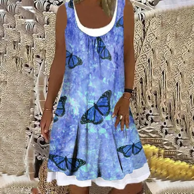 Casual Women Summer Vacation Printed Sleeveless A-Line Dress
