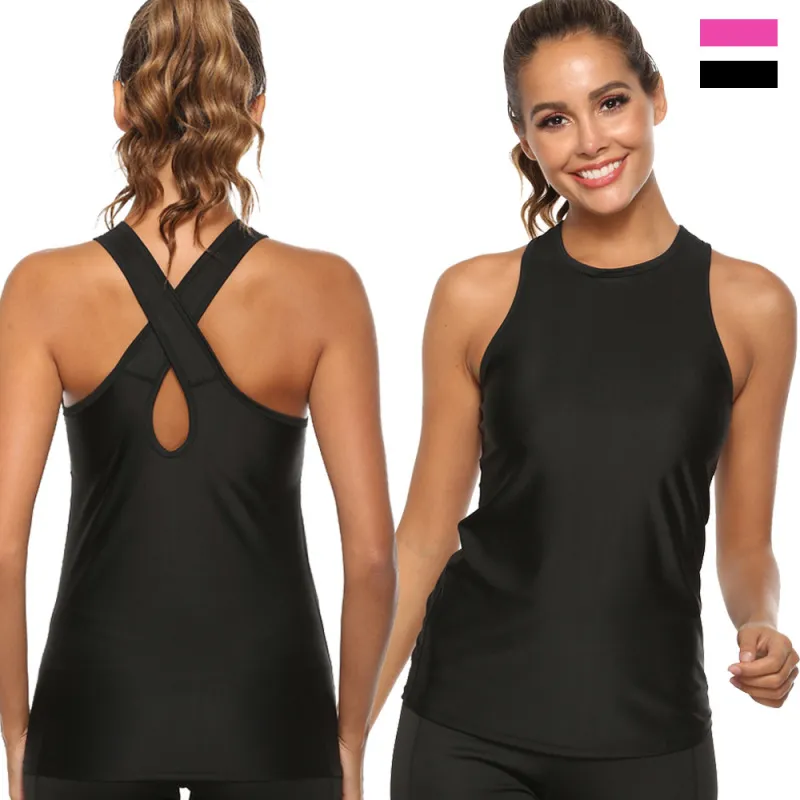 Women Loose Breathable Running Sports Crossover Sleeveless Tank Top