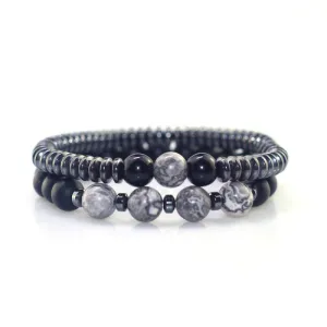 Map Stone Frosted Stone Beaded Men's Bracelet
