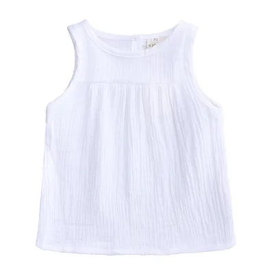 Toddlers Newborn Baby Boys Girls Casual Basic Sleeveless Solid Color Cotton T-Shirt