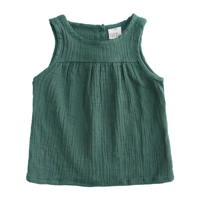 Toddlers Newborn Baby Boys Girls Casual Basic Sleeveless Solid Color Cotton T-Shirt