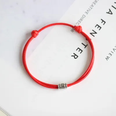 Women Fashion Geometric Metal Bead Braided Bracelet
