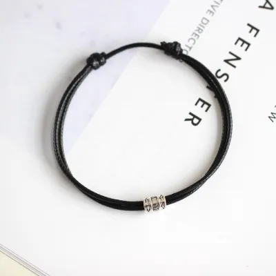 Women Fashion Geometric Metal Bead Braided Bracelet