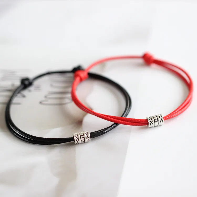Women Fashion Geometric Metal Bead Braided Bracelet
