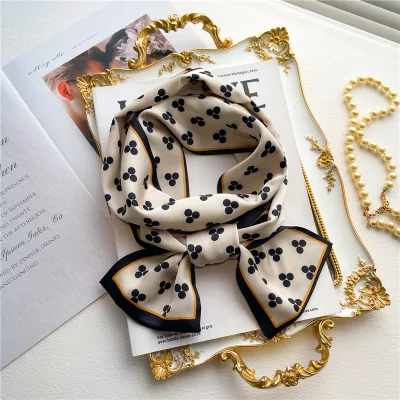 Women Fashion Double-Sided Printing Narrow Thin Long Hair Band Scarf