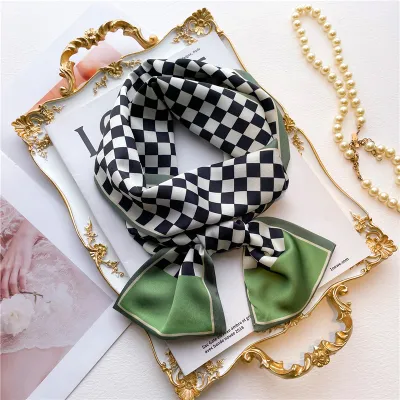 Women Fashion Double-Sided Printing Narrow Thin Long Hair Band Scarf