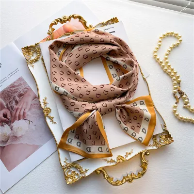 Women Fashion Double-Sided Printing Narrow Thin Long Hair Band Scarf