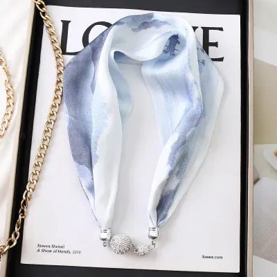 Women Fashion Magnetic Buckle Necklace Scarf