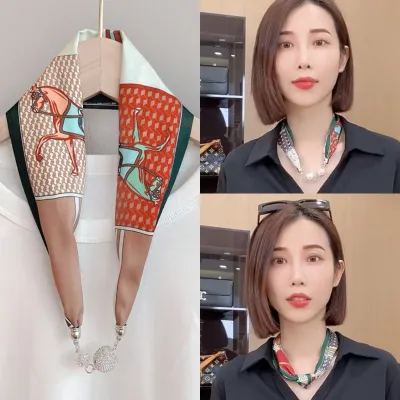 Women Fashion Magnetic Buckle Necklace Scarf