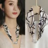 04-Line Rose Black Beige(Diamond Silk Scarf)