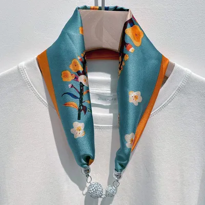 Women Fashion Magnetic Buckle Necklace Scarf