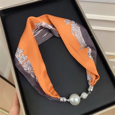 Women Fashion Magnetic Buckle Necklace Scarf