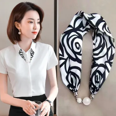 Women Fashion Magnetic Buckle Necklace Scarf
