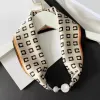 24-C Letter Black Edge (Pearl Necklace Silk Scarf)