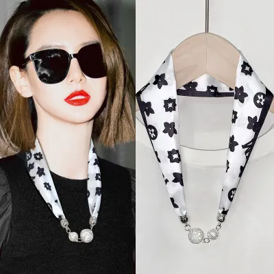 Women Fashion Magnetic Buckle Necklace Scarf