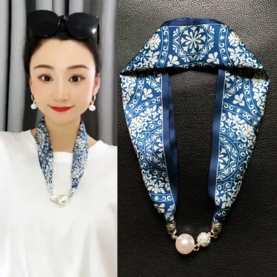 Women Fashion Magnetic Buckle Necklace Scarf