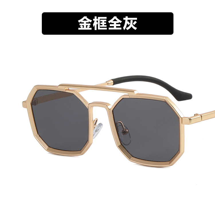 Wholesale Unisex Fashion Punk Double Bridge Polygon Sunglasses