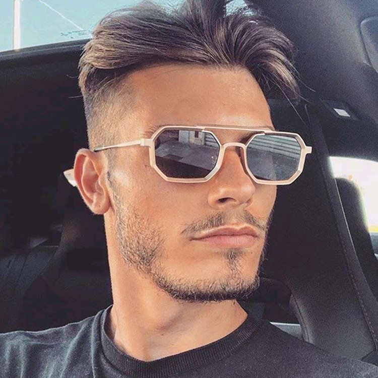 Wholesale Unisex Fashion Punk Double Bridge Polygon Sunglasses Wholesale Unisex Fashion Punk Double Bridge Polygon Sunglasses