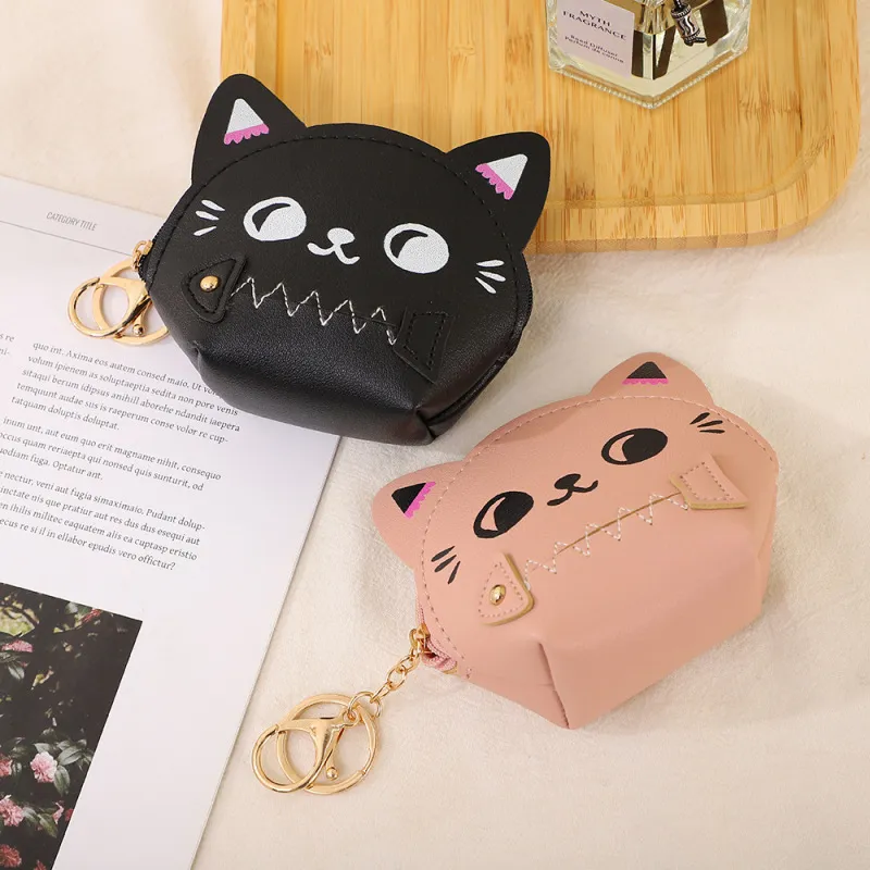 Cartoon Cat Coin Purse Keychain for Kids