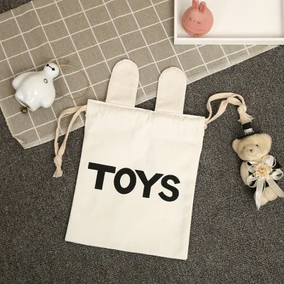 Cute Children Drawstring Pocket Mini Panda Hanging Canvas Bag Japanese Style