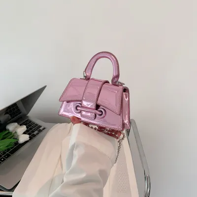 Children Kids Baby Fashion Girls Mini PU Leather Solid Color Chain Messenger Bag