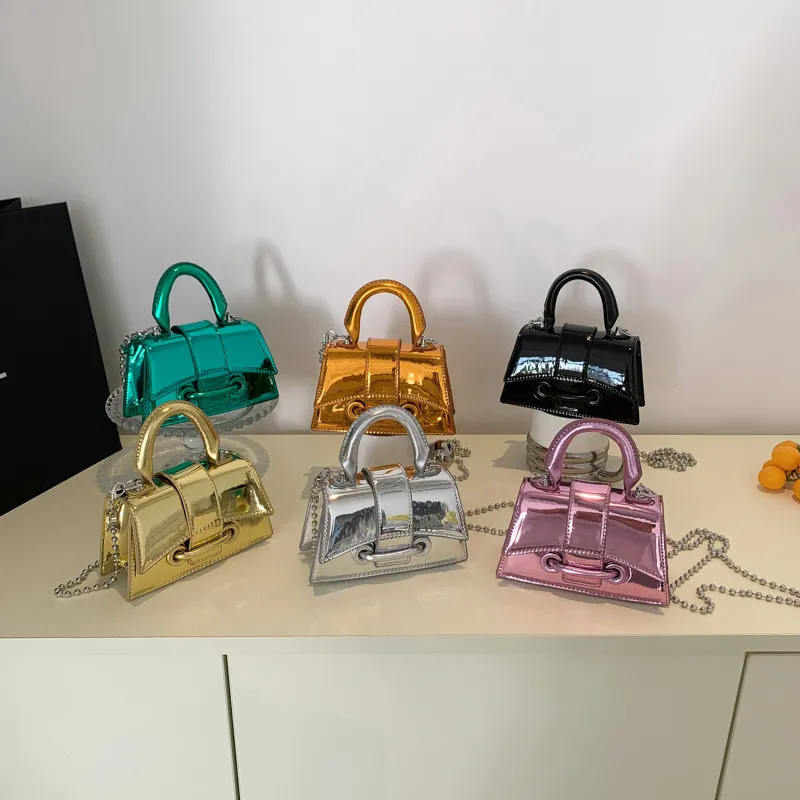 Children Kids Baby Fashion Girls Mini PU Leather Solid Color Chain Messenger Bag