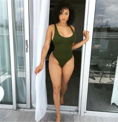 Women Sexy Low Cut One-Piece Swimsuit Milk Fiber