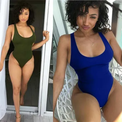 Women Sexy Low Cut One-Piece Swimsuit Milk Fiber