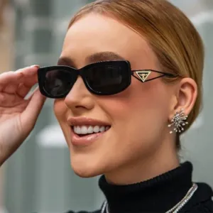 Women Fashion Cutout Triangle Leg Small Frame Cat Eye Sunglasses