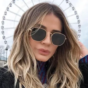 Women's Fashion Small Square Sunglasses Metal Frame AC Lens
