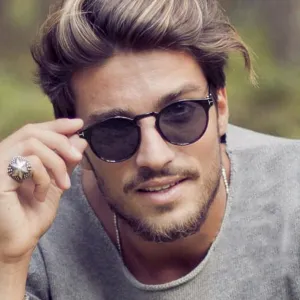 Men Vintage T-Round Frame Sunglasses