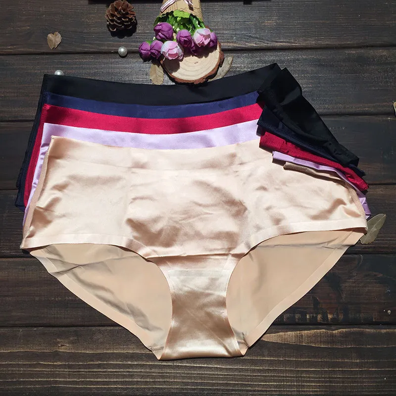 Women Glossy Seamless Mid-Waist Briefs