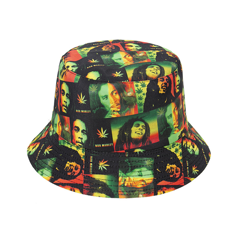 Wholesale Trendy Unisex Fishbone Pineapple Fox Print Bucket Hat