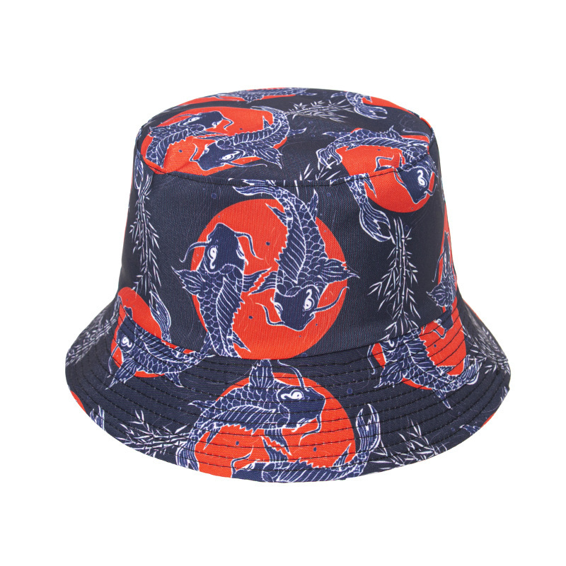 Wholesale Trendy Unisex Fishbone Pineapple Fox Print Bucket Hat