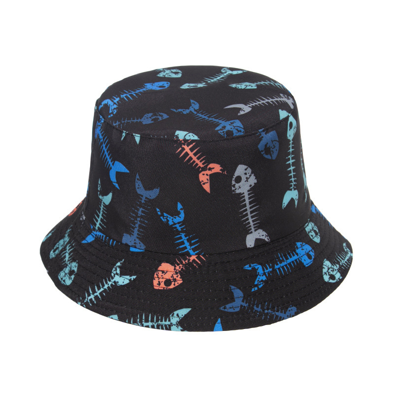 ☆GREENBUTTER☆CAT TASSEL BONNET HAT Wholesale Trendy Unisex Fishbone Pineapple Fox Print Bucket Hat