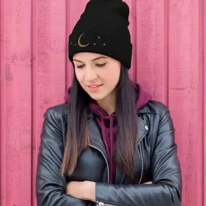 Fashion Unisex Pentagram Moon Embroidered Knitted Hat