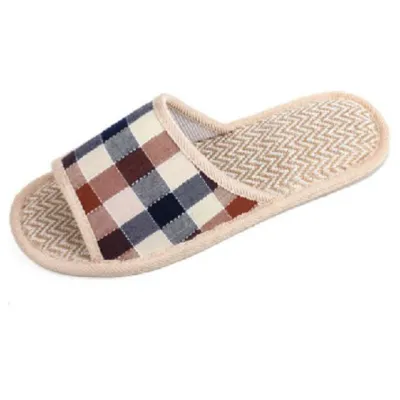 Plus Size Women Casual Open Toe Rattan Grass Linen Non-Slip Home Slippers