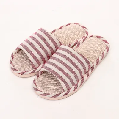 Plus Size Women Casual Open Toe Rattan Grass Linen Non-Slip Home Slippers