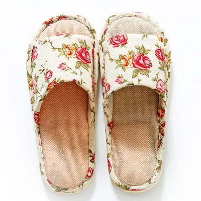 Plus Size Women Casual Open Toe Rattan Grass Linen Non-Slip Home Slippers