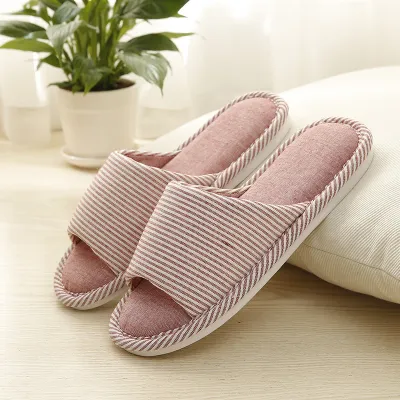 Plus Size Women Casual Open Toe Rattan Grass Linen Non-Slip Home Slippers