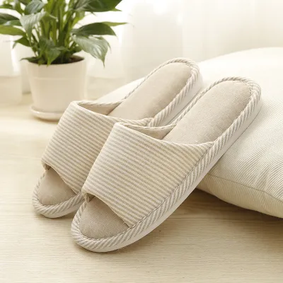 Plus Size Women Casual Open Toe Rattan Grass Linen Non-Slip Home Slippers
